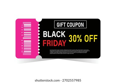 Diseño de Plantilla de texto con código de Cupón, 30% de descuento en la promoción de venta.