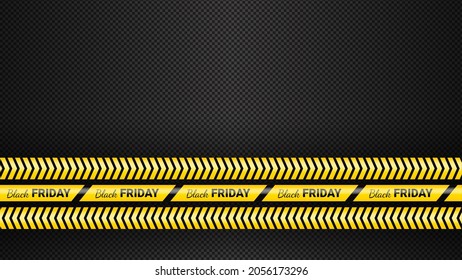 Cintas de advertencia del Viernes Negro, cintas. Plantilla para la venta del viernes negro. Antecedentes con cintas de peligro, variación de signos de cinta policial. Ilustración del vector