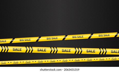 Black Friday warning tapes, ribbobs. Template for black Friday sale. Background with danger tapes, police ribbon sign variation. Vector illustration