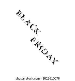 Black friday warped text with shadow on white background