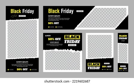 Black Friday web banner template with space of your image, Suitable For social media posts, web and internet, advertising banner. Black Friday holiday event.