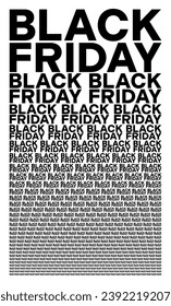Schwarz-frittierter schwarz-weißer Hintergrund, bestehend aus einer großen Anzahl reduzierter Wörter. Zeitungsartikel der Broschüre Typografie für die Verwendung von Tapeten. Vektorgrafik.