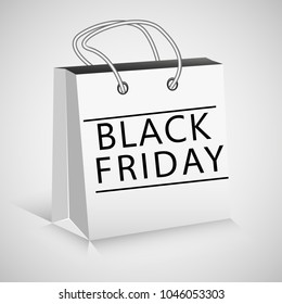 Black friday white package on gradient background