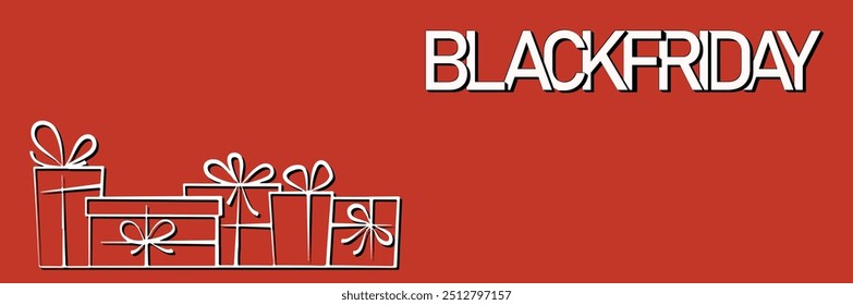  Black Friday white text letters with red background - Gift set - 3d illustration

