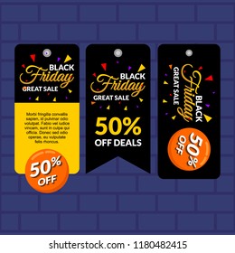 Black friday yellow hang tag banner