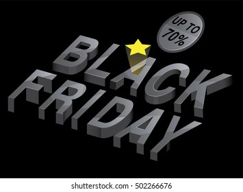Black Friday with a yellow star. Vector design elements of shopping and sales.
