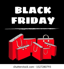 Black Friday's vector template. Can be used for print (banner, flyer, poster, coupon, certificate), web, blog. Stylish modern designe.
