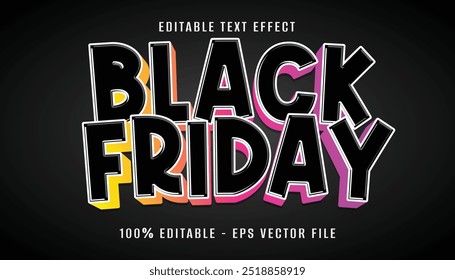 Viernes negro 3D diseño de efecto de texto