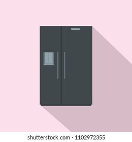 Black fridge icon. Flat illustration of black fridge vector icon for web design