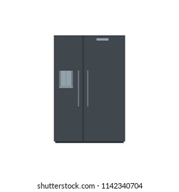Black fridge icon. Flat illustration of black fridge vector icon for web isolated on white