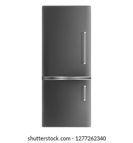 Black fridge icon. Realistic illustration of black fridge vector icon for web design