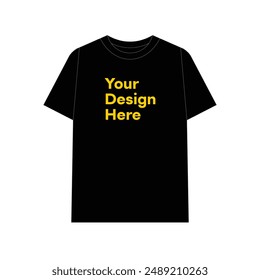 Black Front T-Shirt Vector Mock up for simple design presentation