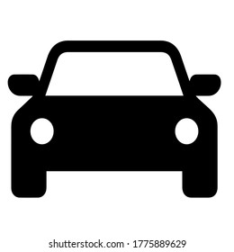 black front view of car silhouette vector icon.