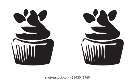 Gráfico de cupcake preto fosco - ilustração ícone de vetor plano eps 10