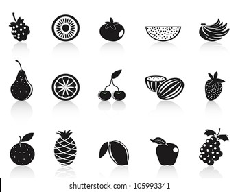 black fruit icons set