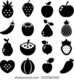 Black fruit silhouette vector style.