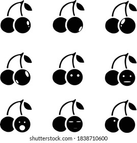 Black fruit vector berry set