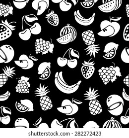 Black fruits pattern on white background vector illustration