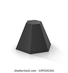 Black frustum hexagonal pyramid on a white background. Vector illustration