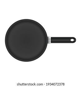 Black fry pan isolated on white top view