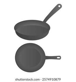 Black Frying Pan Cooking Utensils Vector. Simple Frying Pan Icon.