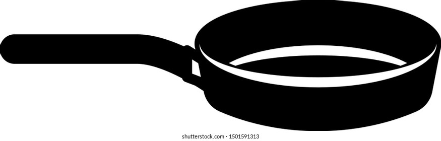 Black Frying pan icon isolated on white background. Fry or roast food symbol.  Vector Illustration