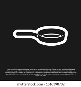 Black Frying pan icon isolated on black background. Fry or roast food symbol.  Vector Illustration