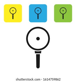 Black Frying pan icon isolated on white background. Fry or roast food symbol. Set icons colorful square buttons. Vector Illustration