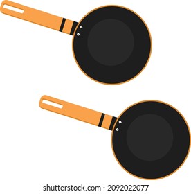 Black frying pan, illustration, vector on a white background.