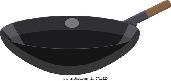 Black frying pan, illustration, vector on a white background.