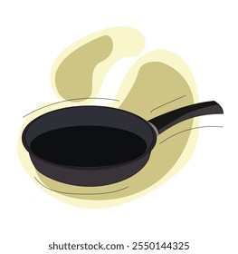 Black frying pan. Modern Kitchenware equipment.