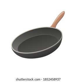 Black frying pan on a white background. Modern Kitchenware equipment. 