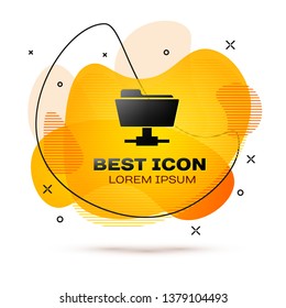 Black FTP folder icon isolated on white background. Concept of software update, ftp transfer protocol, router, teamwork tool management, copy process, info. Fluid color banner. Vector Illustration