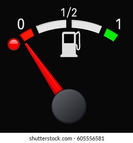 Black fuel gauge scale. Empty tank. Vector 3d illustration