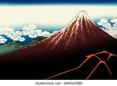 Black Fuji Mountain - Katsushika Hokusai