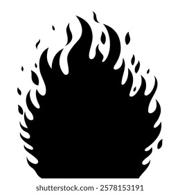 Black full block isolated fire image vector illustration.