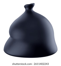 Black full garbage bag in 3d realistic glossy soft style. Cartoon vector illustrator.