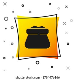 Black Full sack icon isolated on white background. Yellow square button. Vector
