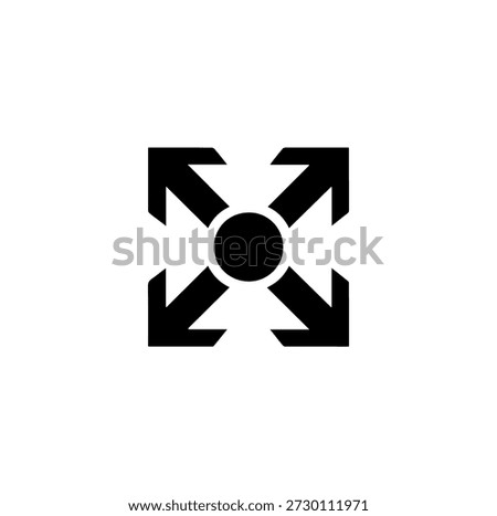 Black Full Screen Maximize Expand Icon Vector, UI Button for Digital Media Player, Video Playback Interface, Enlargement, and User Experience Design Element