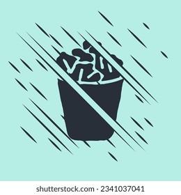 Black Full trash can icon isolated on green background. Garbage bin sign. Recycle basket icon. Office trash icon. Glitch style. Vector Illustration