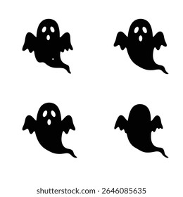 Black Fun and spooky collection of ghost illustrations for Halloween celebrations and decorations
