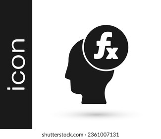 Icono de símbolo matemático de función negra aislado en fondo blanco.  Vector