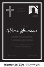 Black Funeral Death Notice Card Template