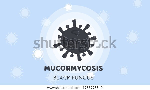 Black Fungus Outbreak. Mucormycosis disease.\
Horizontal banner with Black Fungi Bacteria on background with\
India map. Toxic mold stain in microscope. Vector card or\
illustration in flat cartoon\
style