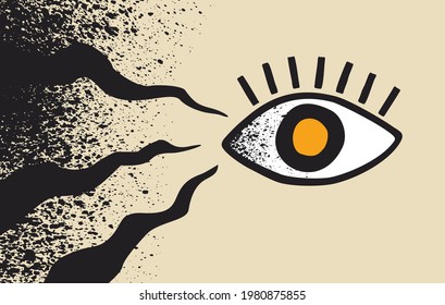 Black Fungus - rare diesease that affects the human eyes in Covid-19 patients. Vector illustration