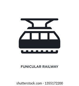 black funicular railway isolated vector icon. simple element illustration from transportation concept vector icons. funicular railway editable logo symbol design on white background. can be use for