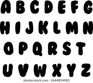 Black funky cartoon letras alfabeto ícone set, de volta para o fundo da escola, crianças abc letras educação design