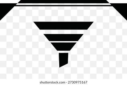 Black funnel chart icon isolated on transparent background