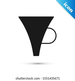 Black Funnel or filter icon isolated on white background.  Vector Illustration