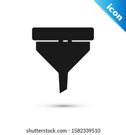 Black Funnel or filter icon isolated on white background.  Vector Illustration